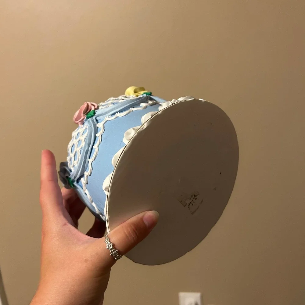 Faux Victorian Realistic Mini Oval Butter Cream Cake Display Prop